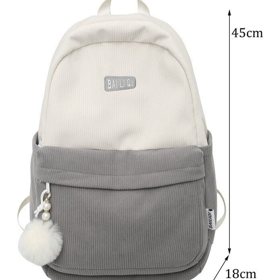 Y2k Striped Corduroy Student Backpack