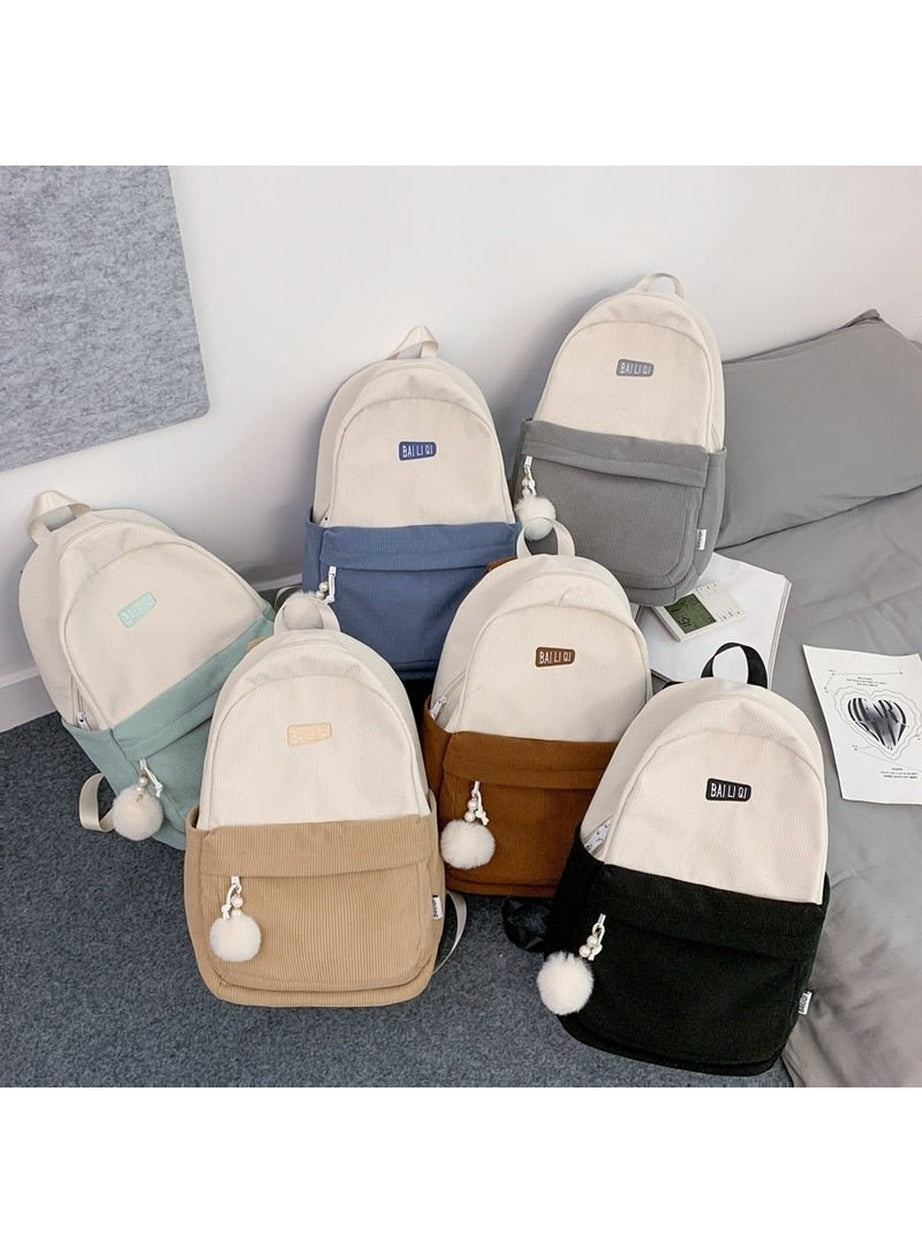 Y2k Striped Corduroy Student Backpack