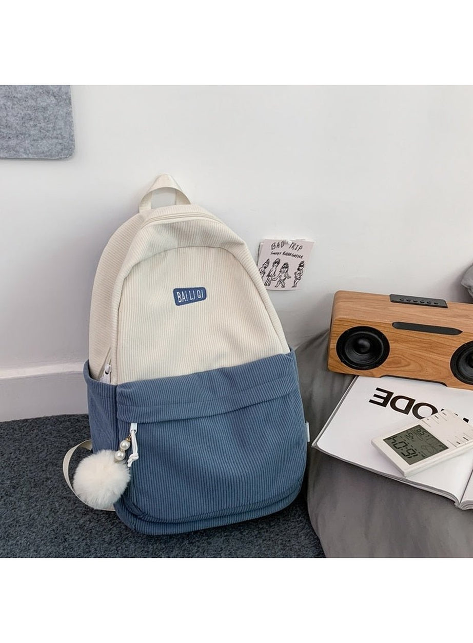 Y2k Striped Corduroy Student Backpack