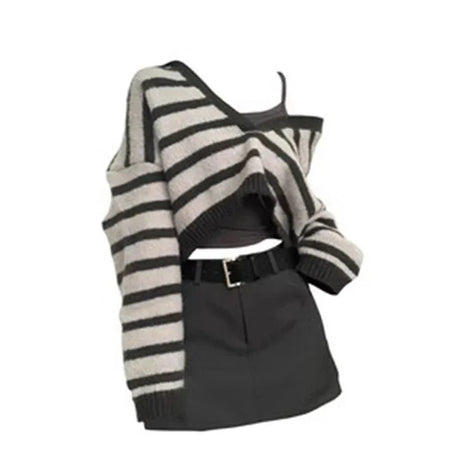 Striped Crop Top Set - Outfit Sets