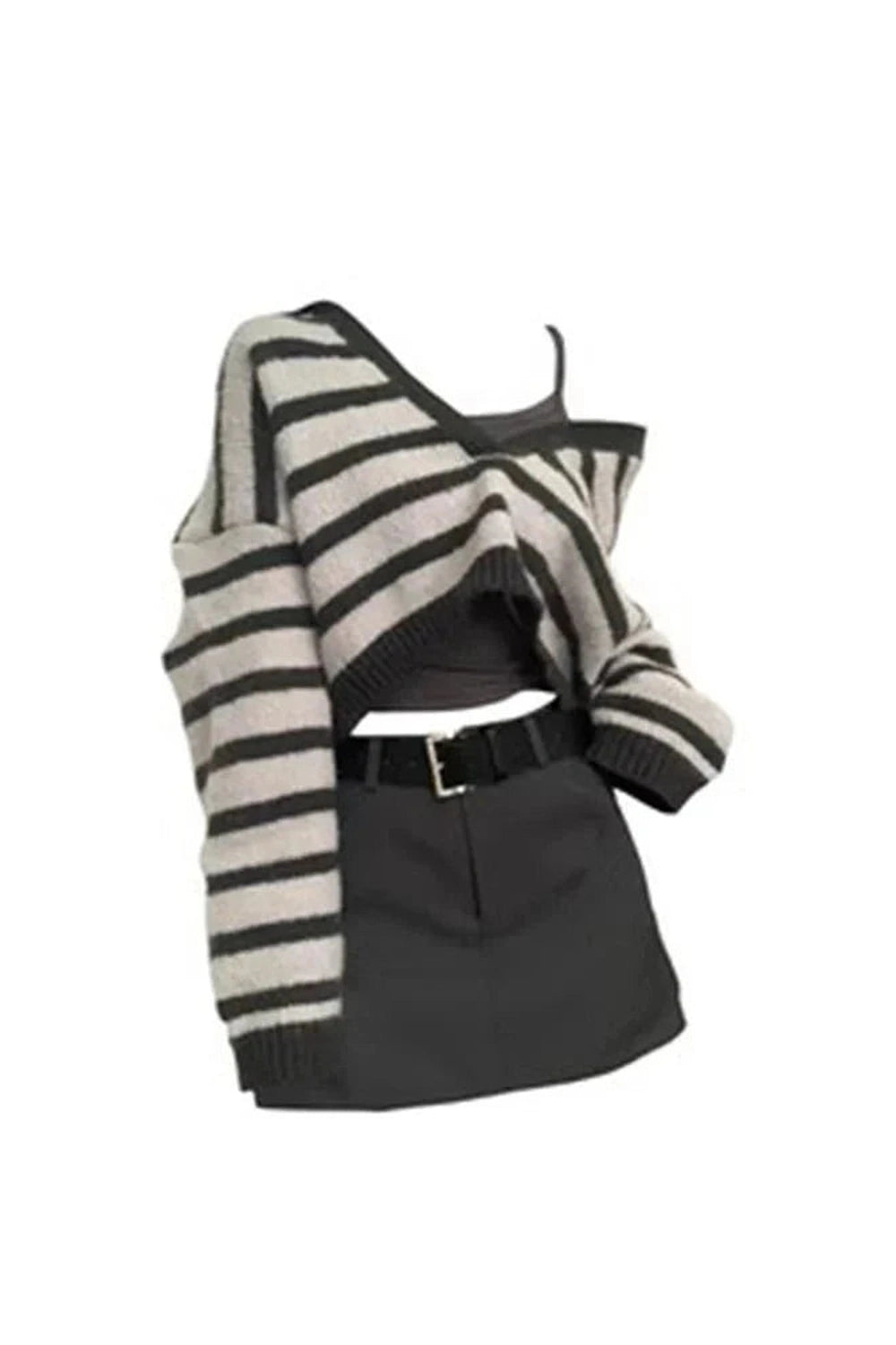 Y2k Striped Crop Top Set