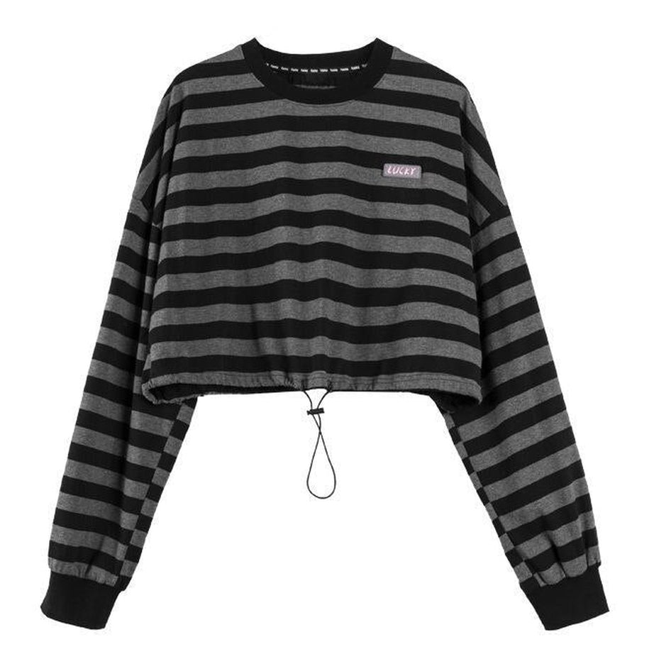 Y2k Striped Drawstring Women's Sweatshirt