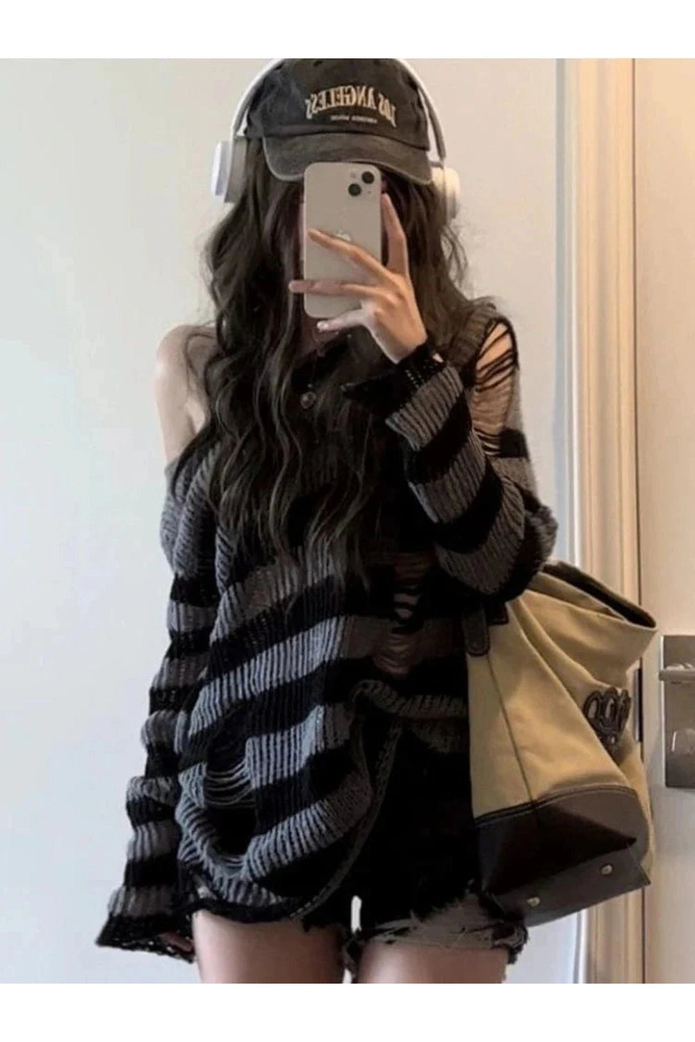 Y2k Striped Gothic Sweater