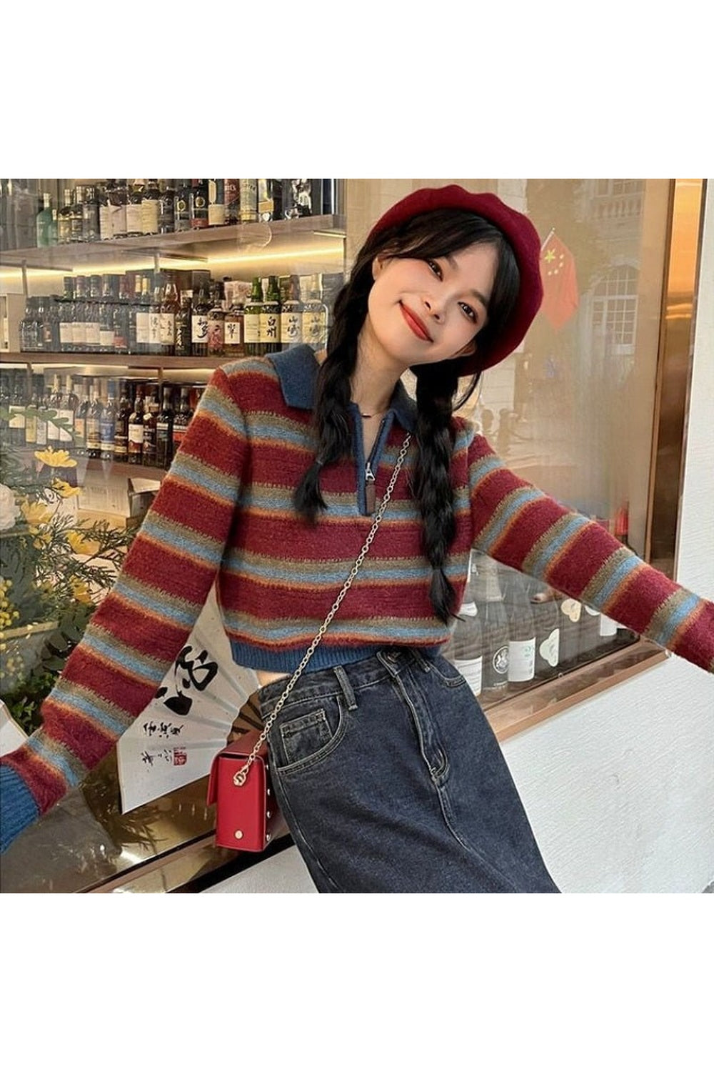 Y2k Striped Korean Pullover Sweater