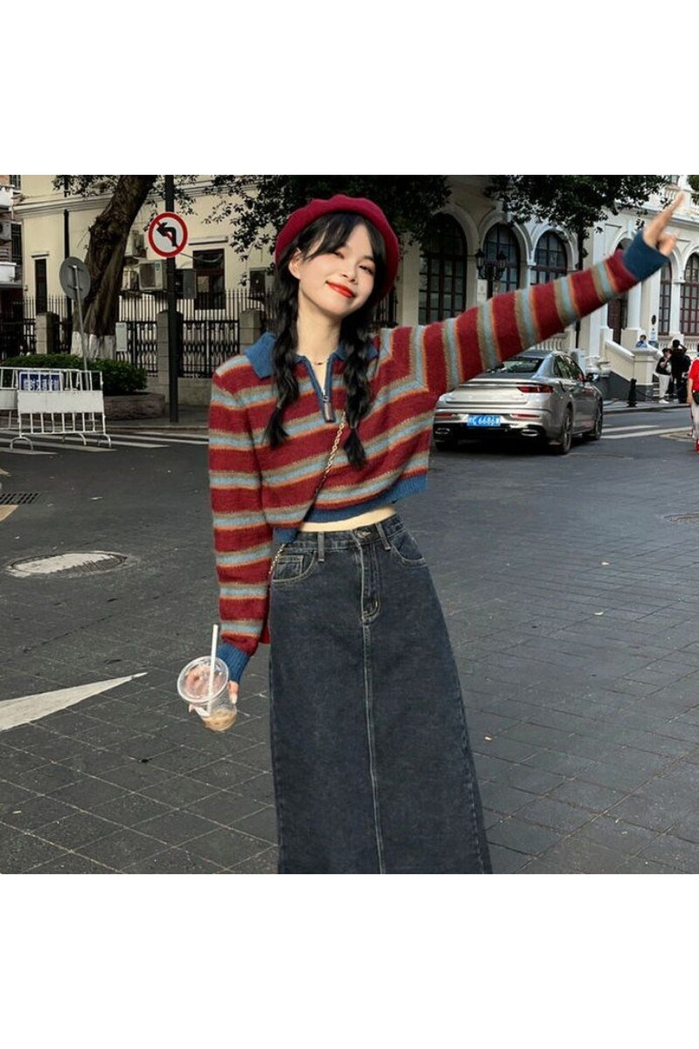 Y2k Striped Korean Pullover Sweater