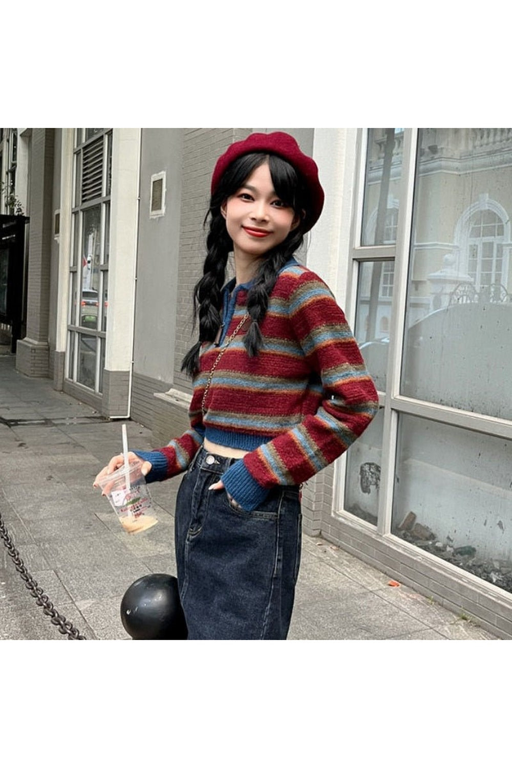 Y2k Striped Korean Pullover Sweater