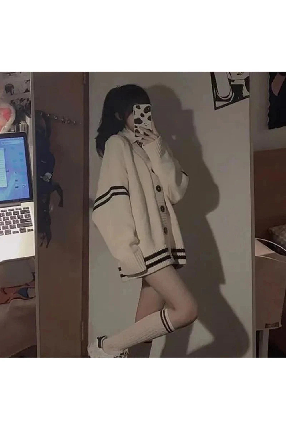 Y2k Striped Loose Cardigan