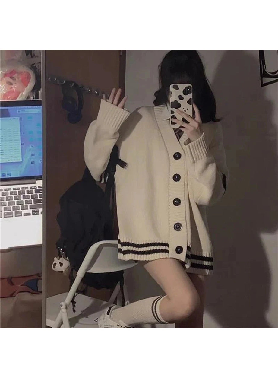 Y2k Striped Loose Cardigan