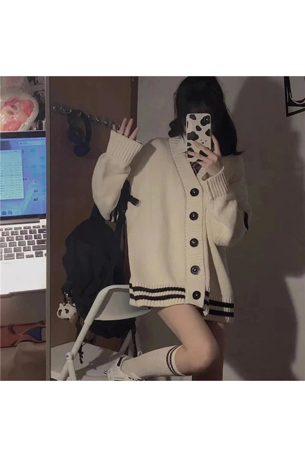 Y2k Striped Loose Cardigan