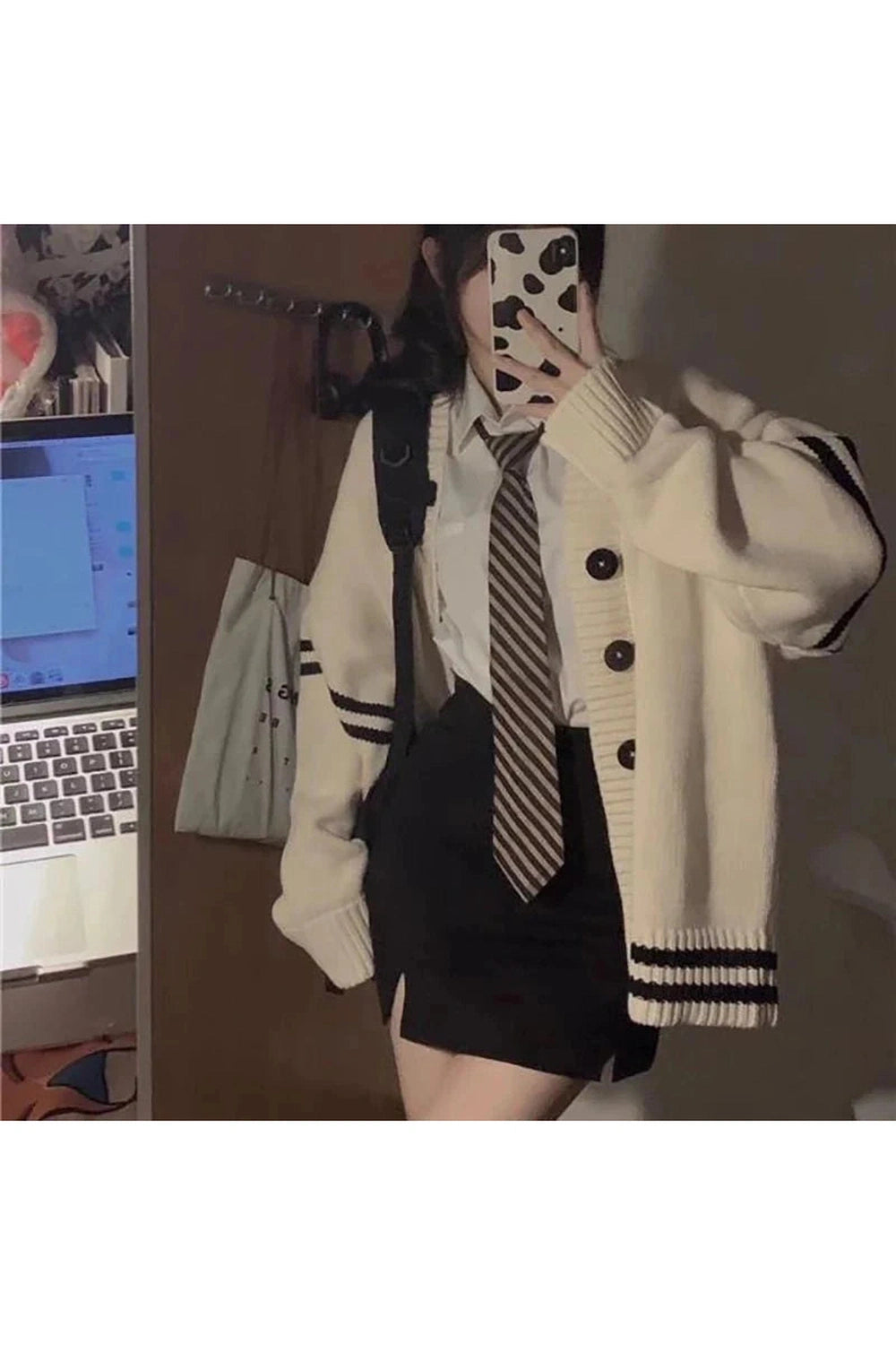 Y2k Striped Loose Cardigan