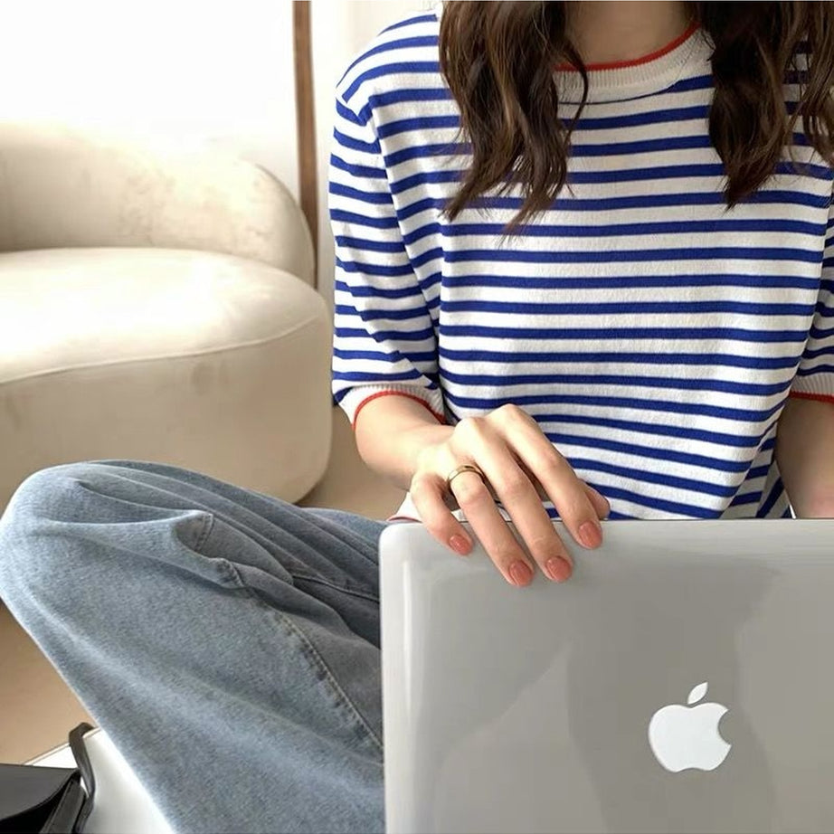 Y2k Striped Short Sleeve T-shirt