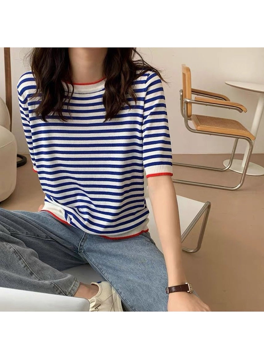 Y2k Striped Short Sleeve T-shirt