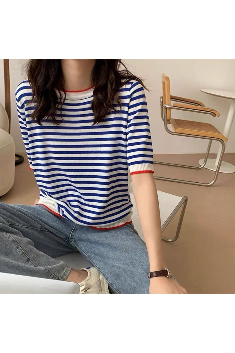 Y2k Striped Short Sleeve T-shirt
