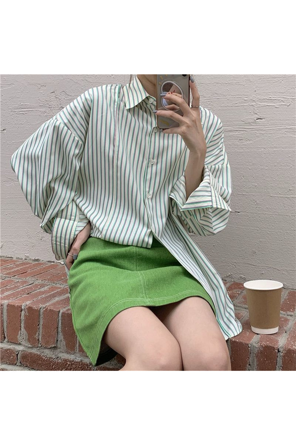 Y2k Striped Sunscreen Shirt