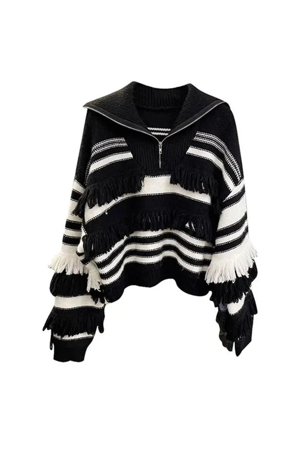 Y2k Striped Tassel Knit Pullover