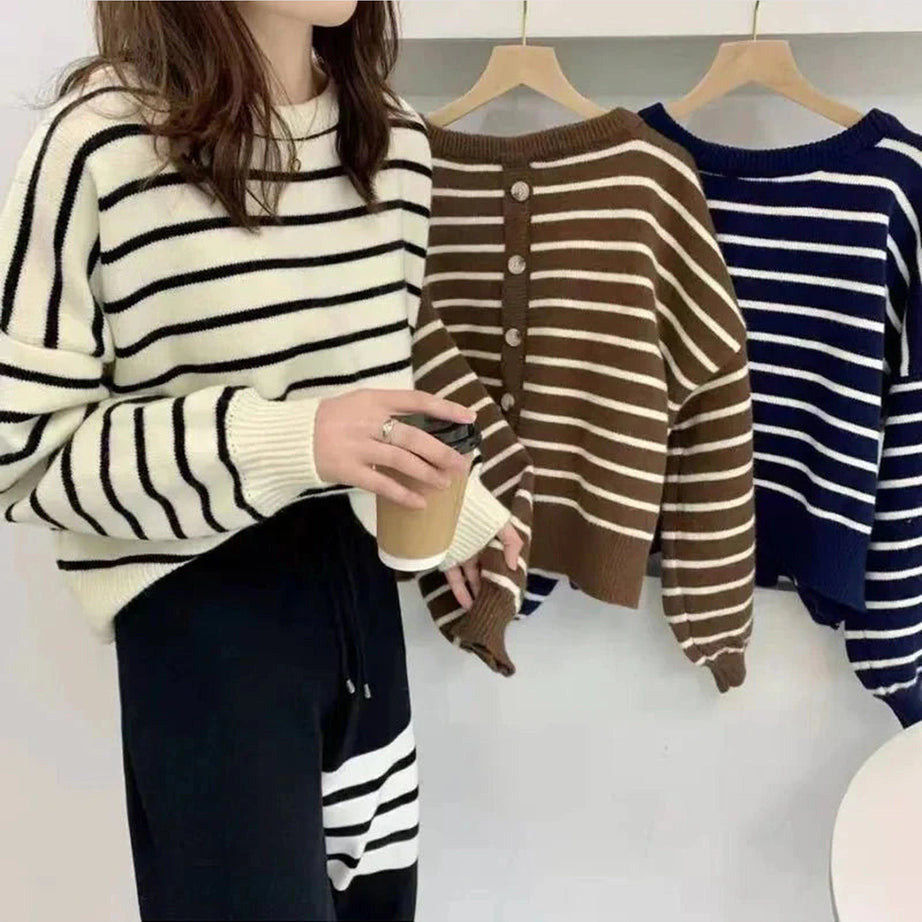 Y2k Striped Turtleneck Sweater