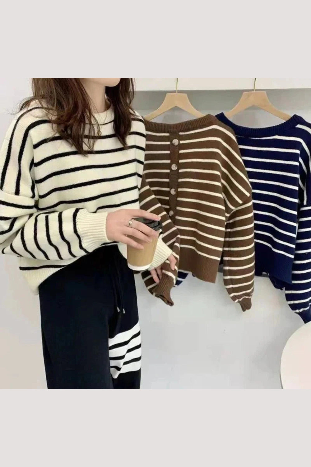 Y2k Striped Turtleneck Sweater