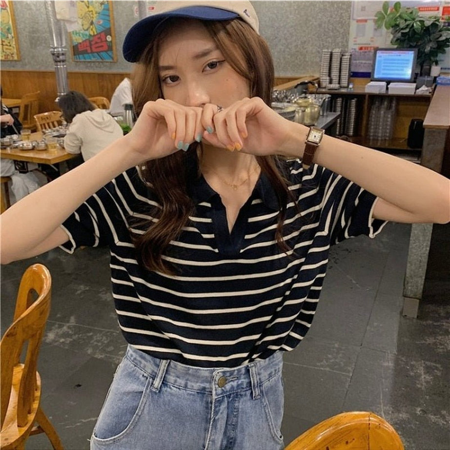 Y2k Striped Vintage Aesthetic T-shirt