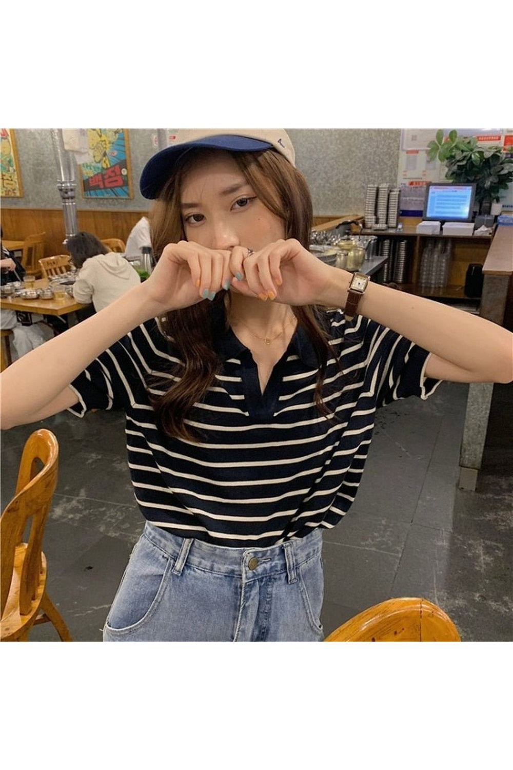 Y2k Striped Vintage Aesthetic T-shirt