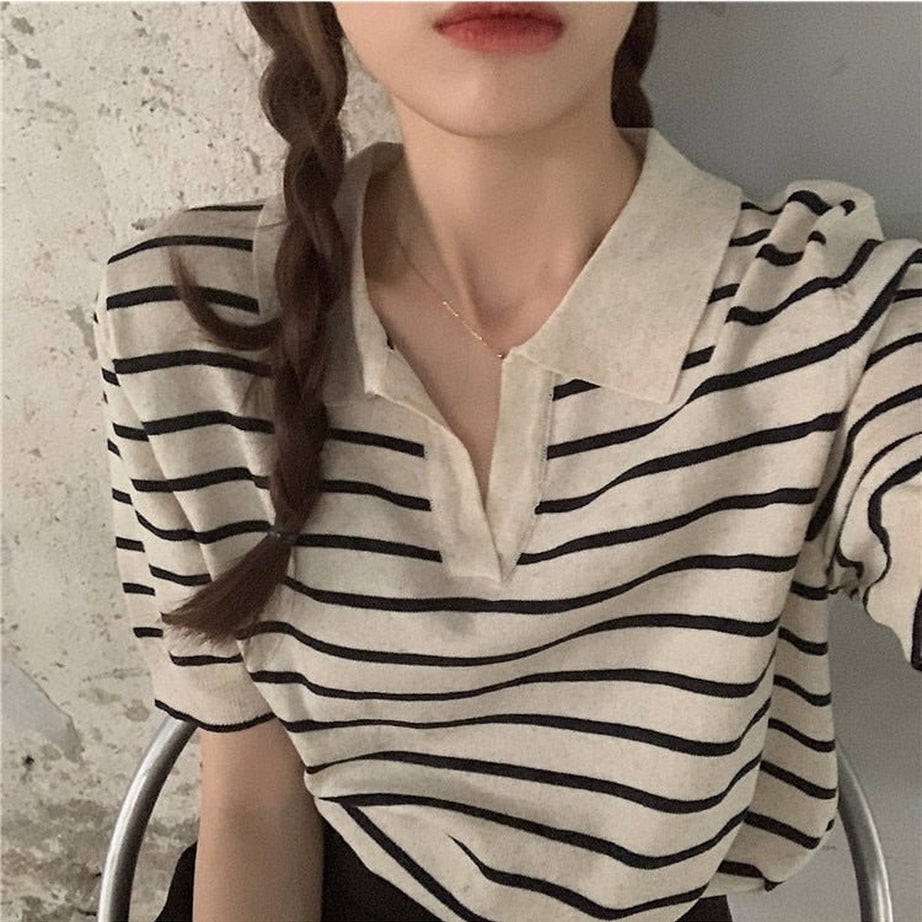 Y2k Striped Vintage Aesthetic T-shirt