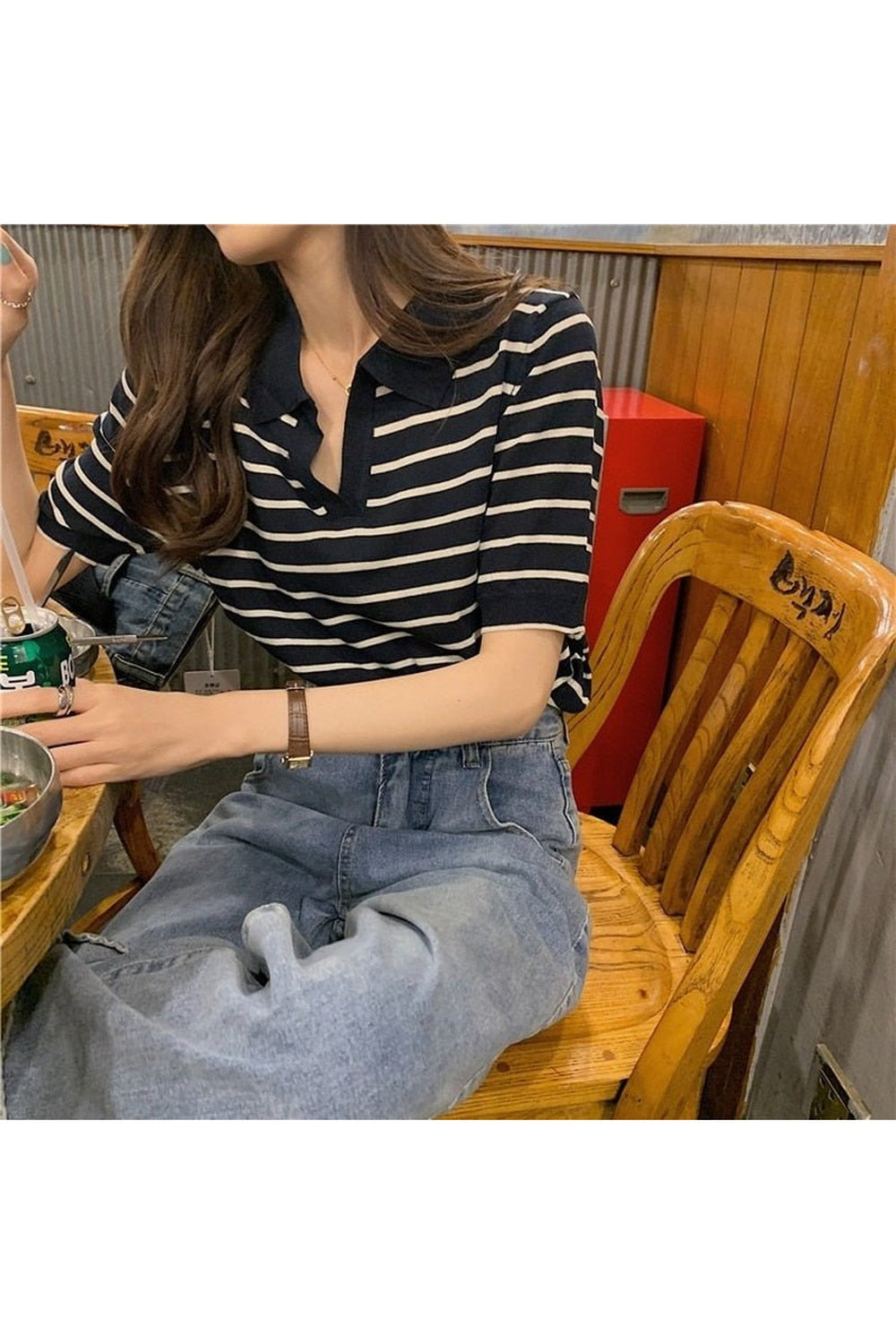 Y2k Striped Vintage Aesthetic T-shirt