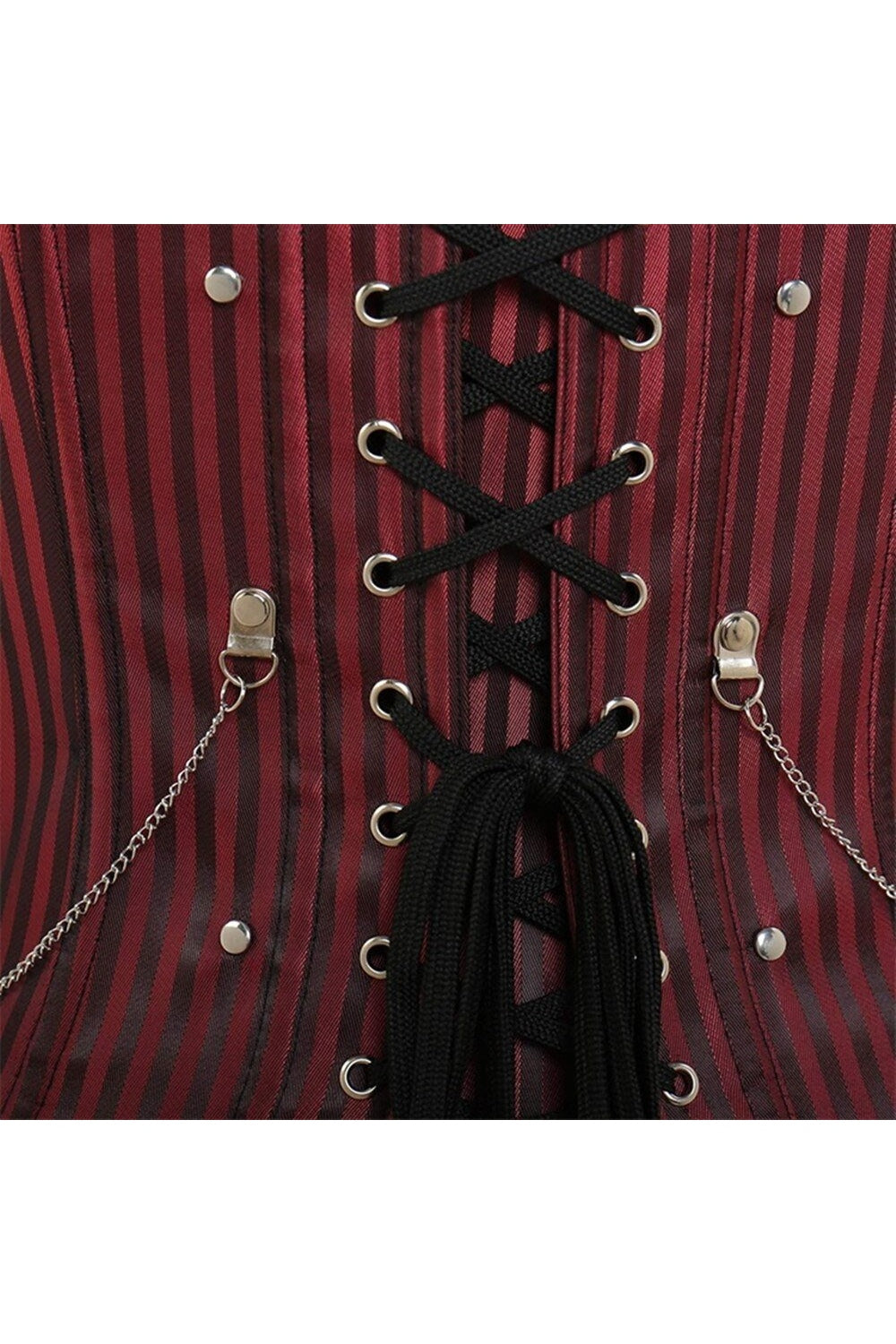 Y2k Striped Zip Buckled Corset