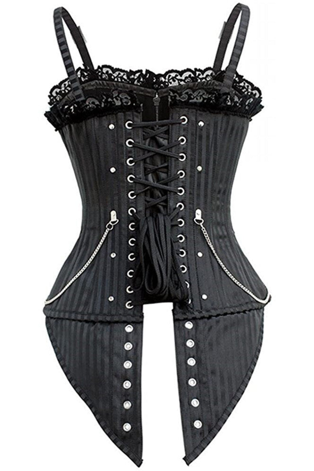 Y2k Striped Zip Buckled Corset