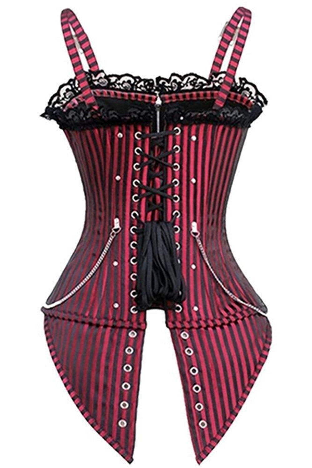 Y2k Striped Zip Buckled Corset