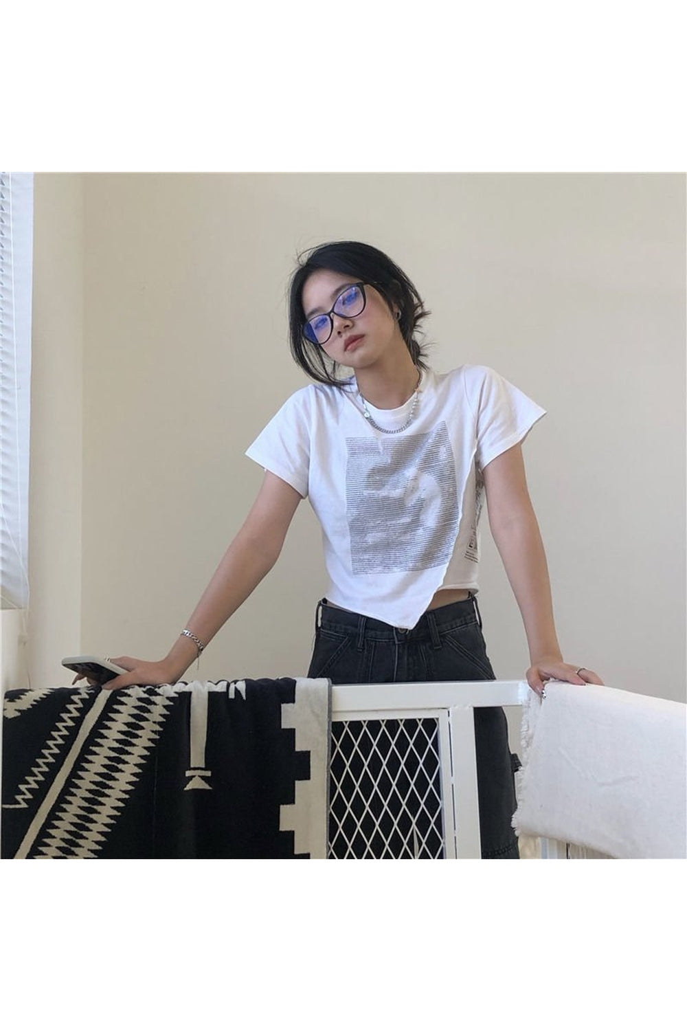 Y2k Stylish Asymmetrical Crop Top