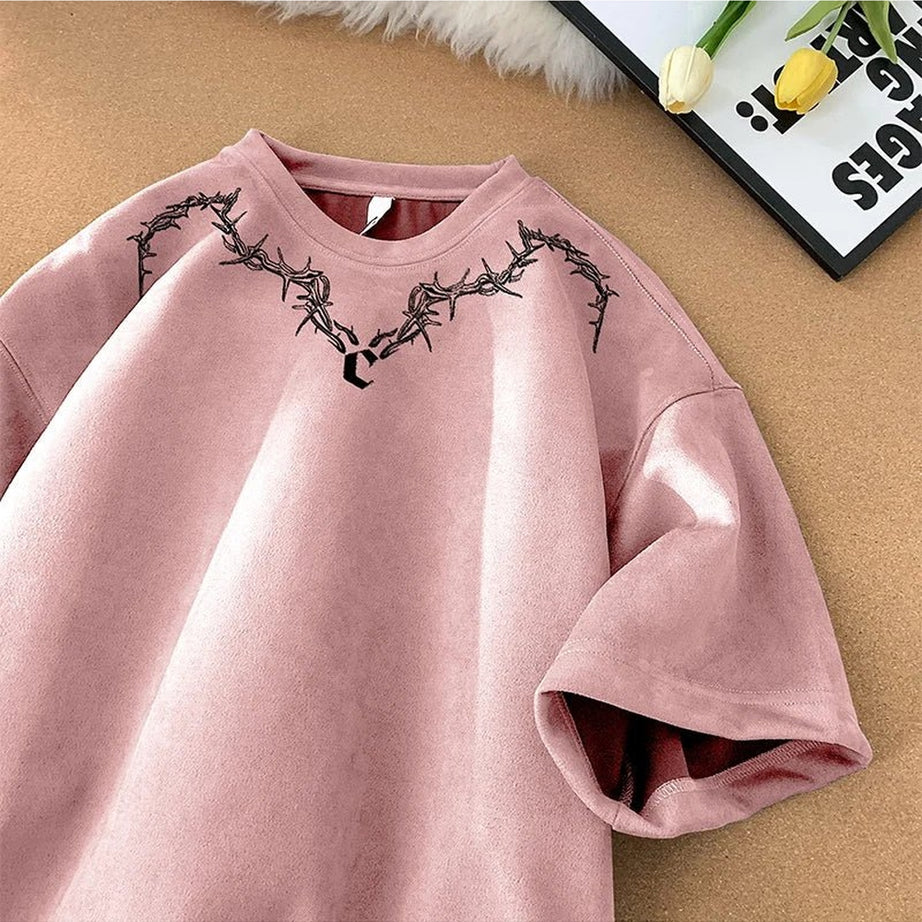 Y2k Suede Printed T-Shirt