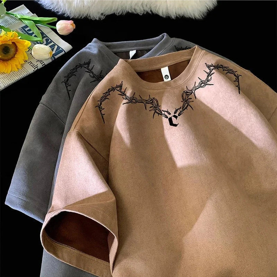 Y2k Suede Printed T-Shirt