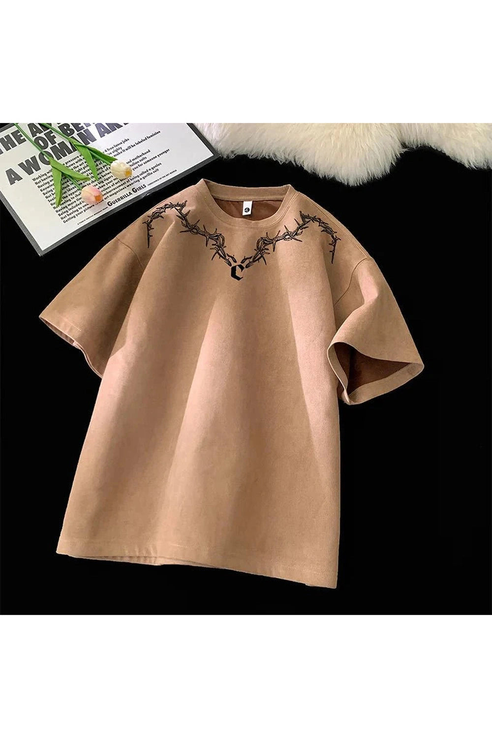 Y2k Suede Printed T-Shirt