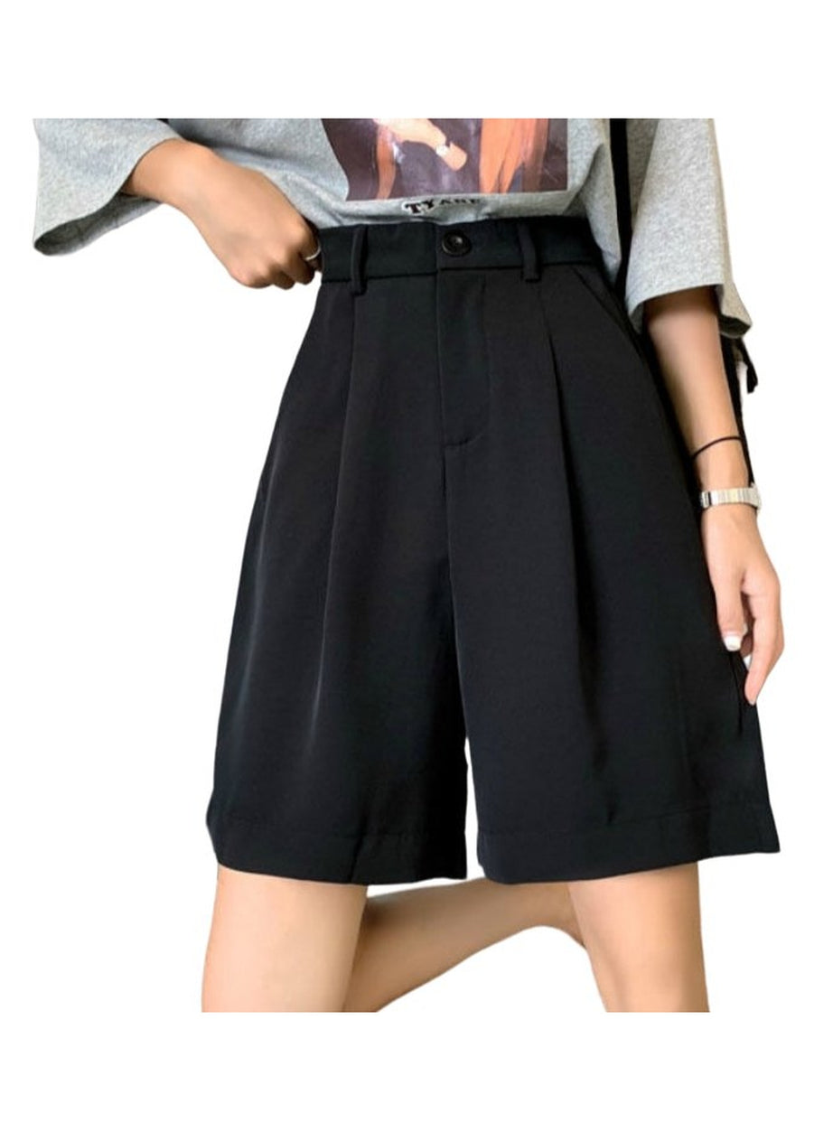 Y2k Summer Black Wide-Leg Shorts