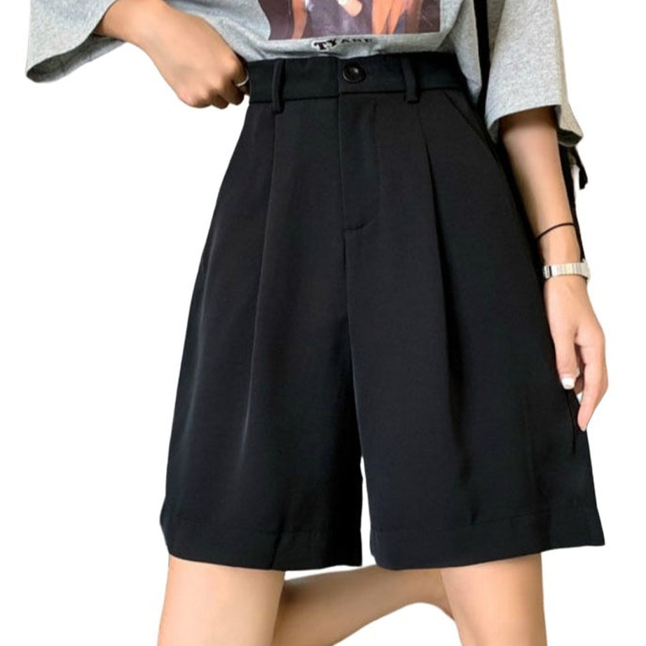 Y2k Summer Black Wide-Leg Shorts