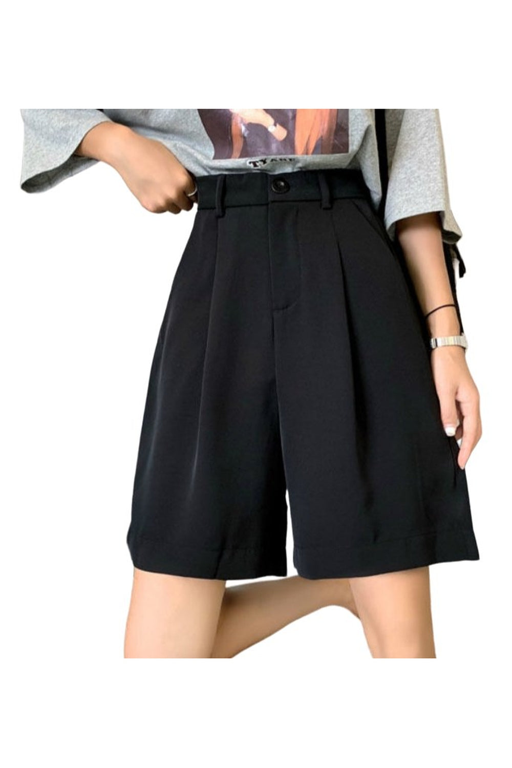 Y2k Summer Black Wide-Leg Shorts