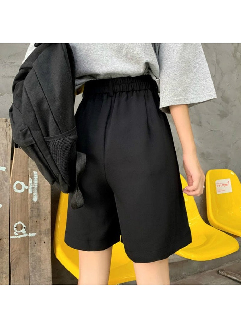 Y2k Summer Black Wide-Leg Shorts