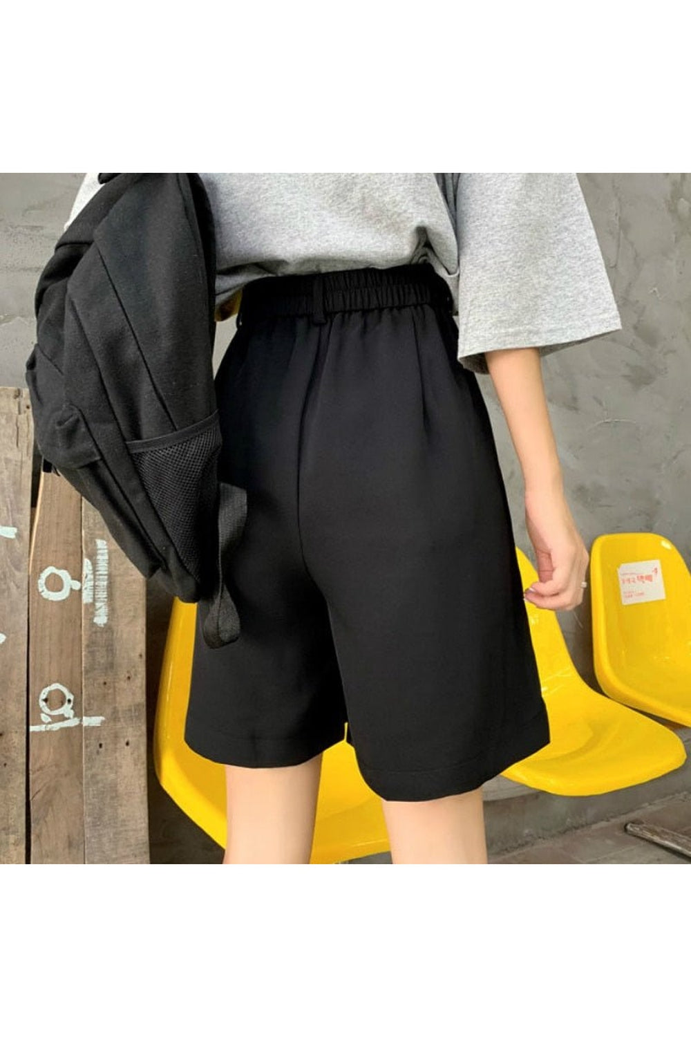 Y2k Summer Black Wide-Leg Shorts