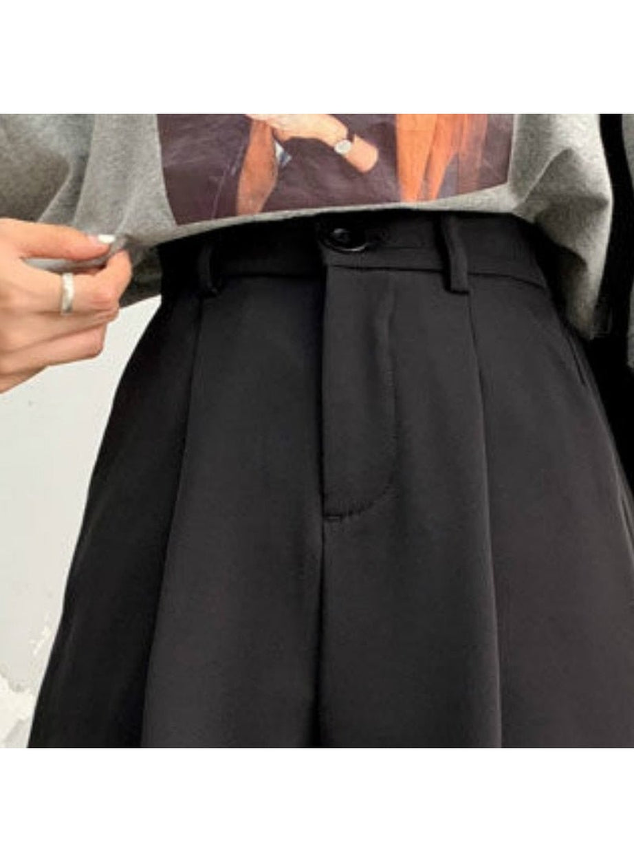 Y2k Summer Black Wide-Leg Shorts