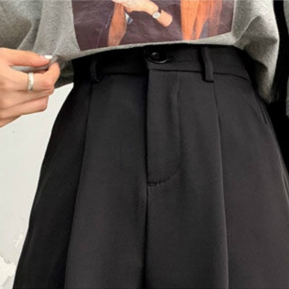 Y2k Summer Black Wide-Leg Shorts