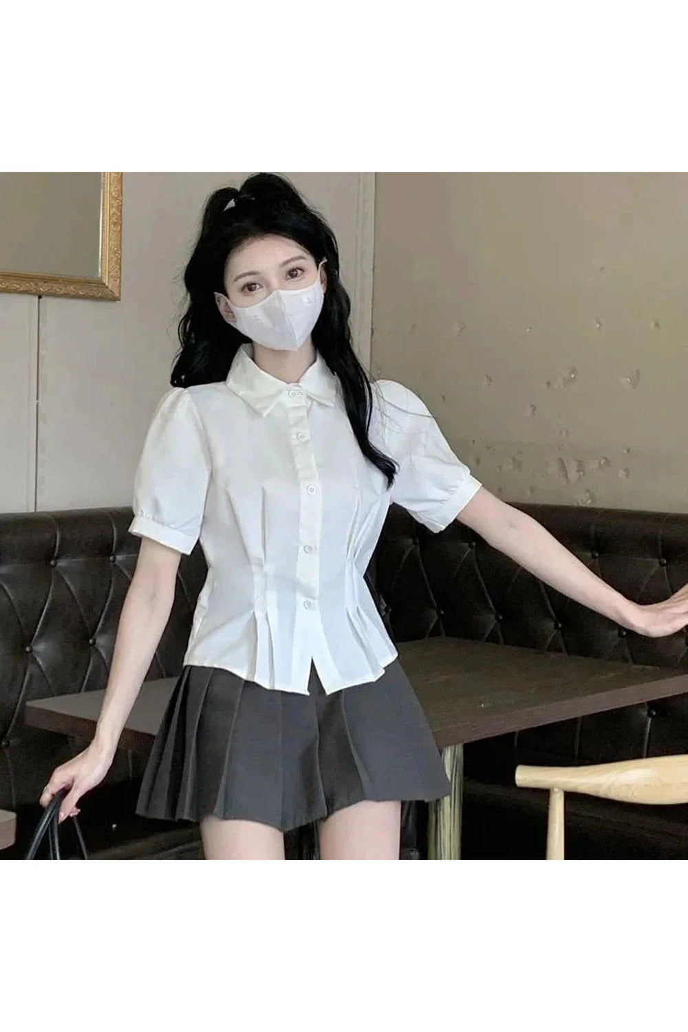 Y2k Summer Cropped Turndown Collar Blouse