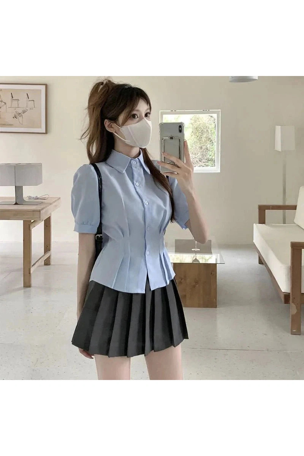 Y2k Summer Cropped Turndown Collar Blouse