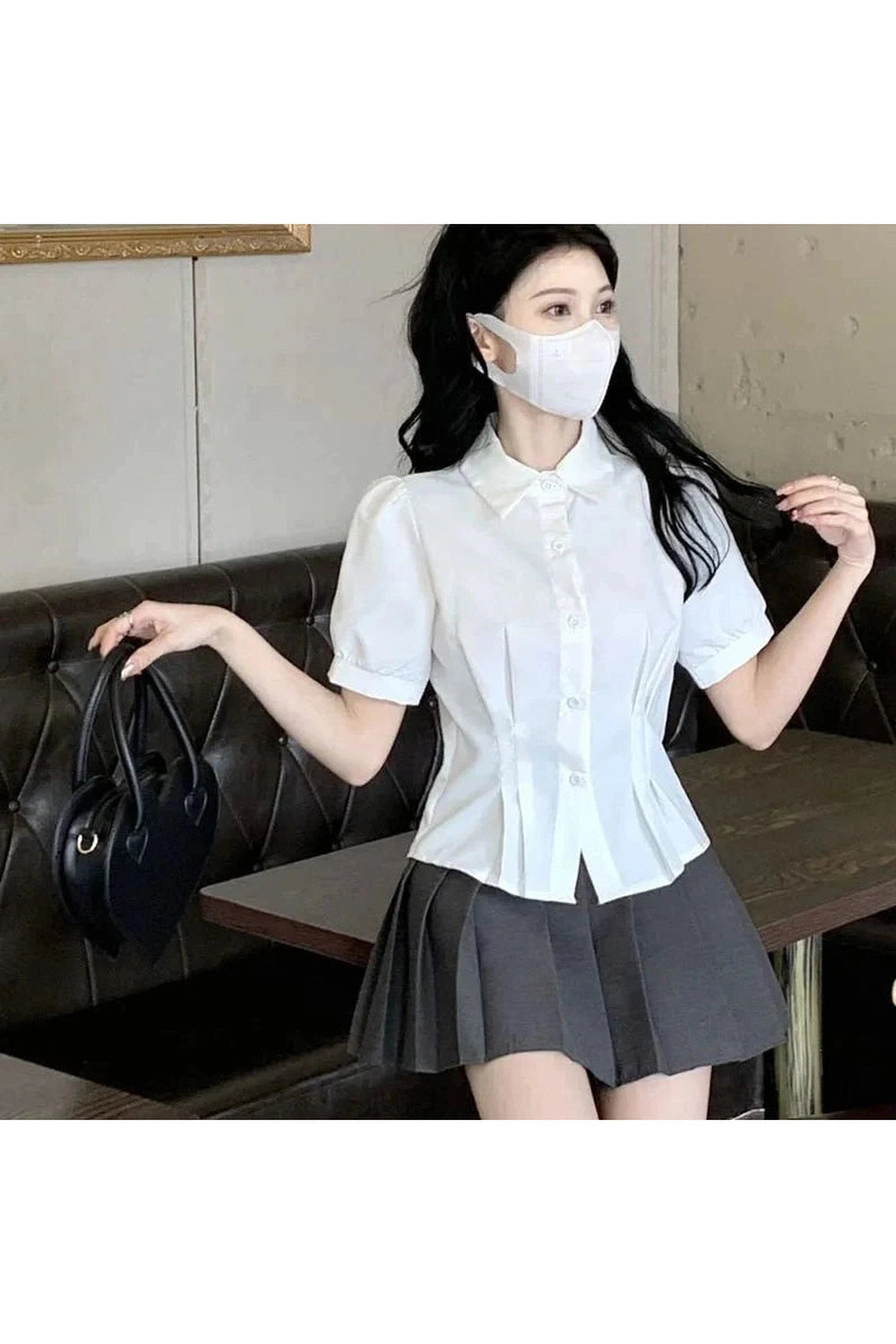 Y2k Summer Cropped Turndown Collar Blouse