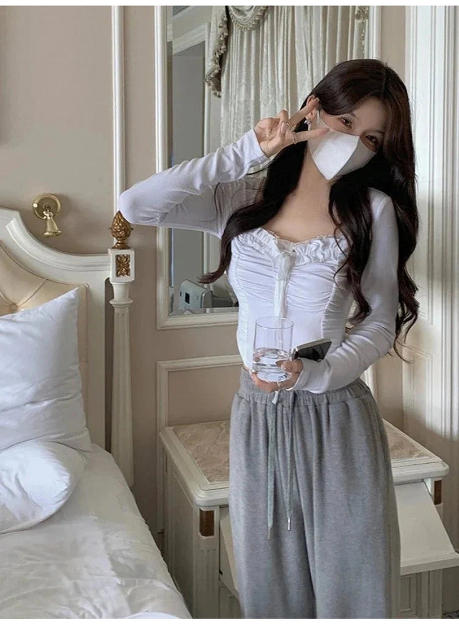 Y2k Summer Lace Crop Top Casual Fashion