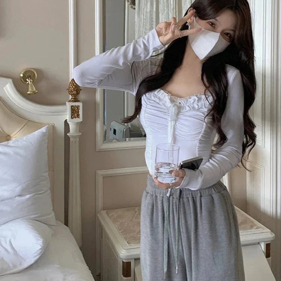 Y2k Summer Lace Crop Top Casual Fashion