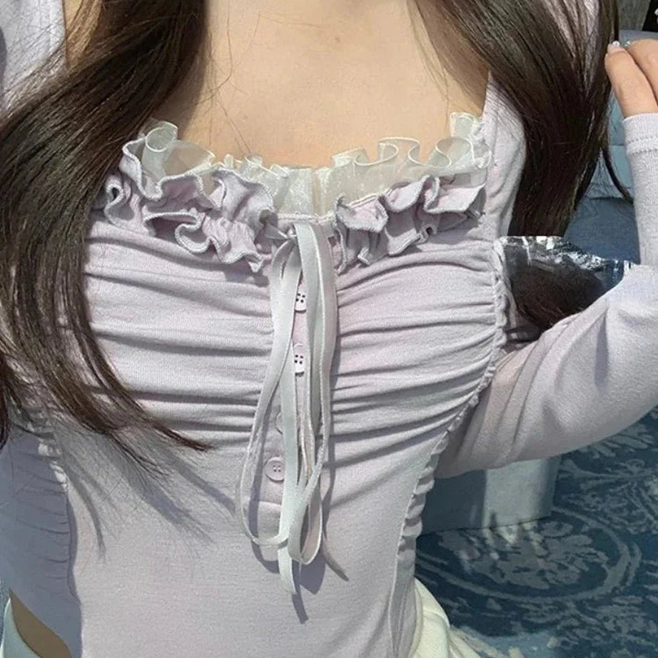 Y2k Summer Lace Crop Top Casual Fashion