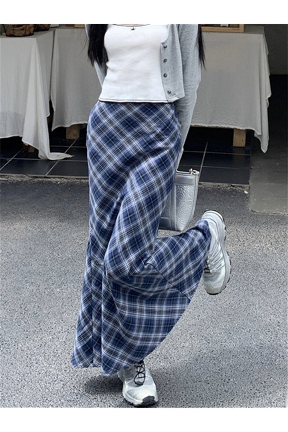 Y2k Summer Plaid Mermaid Long Skirt