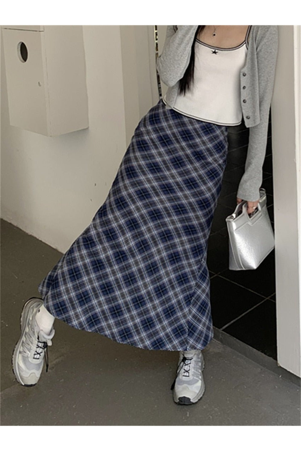 Y2k Summer Plaid Mermaid Long Skirt