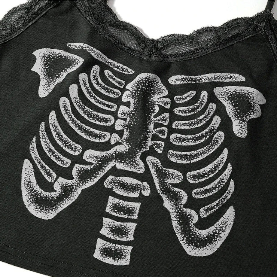 Y2k Summer Skull Print Top