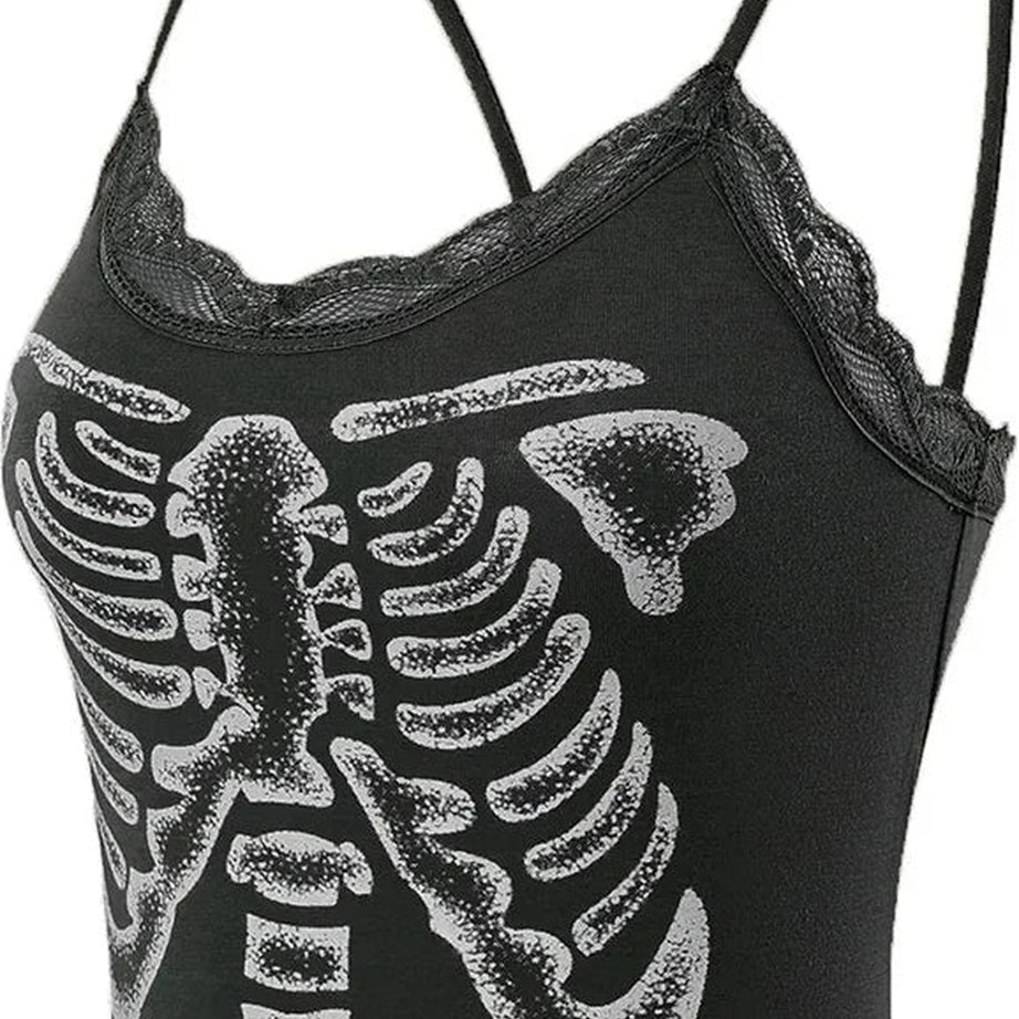 Y2k Summer Skull Print Top