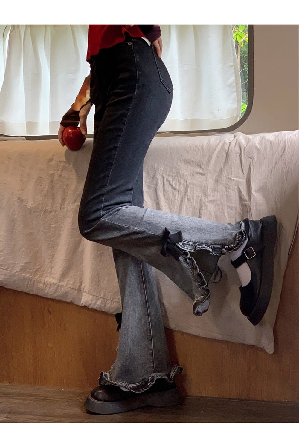 Y2k Sweet Bow Flare Jeans